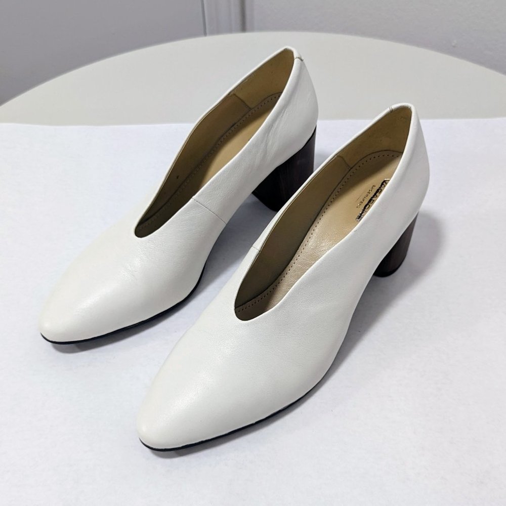 Vagabond Eve Leather Pumps | White/Brown | 10